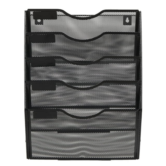 Techvida Wall File Holder, Office Mesh Hanging File Folder with 5 Pockets, Magazine Rack Mail Storage