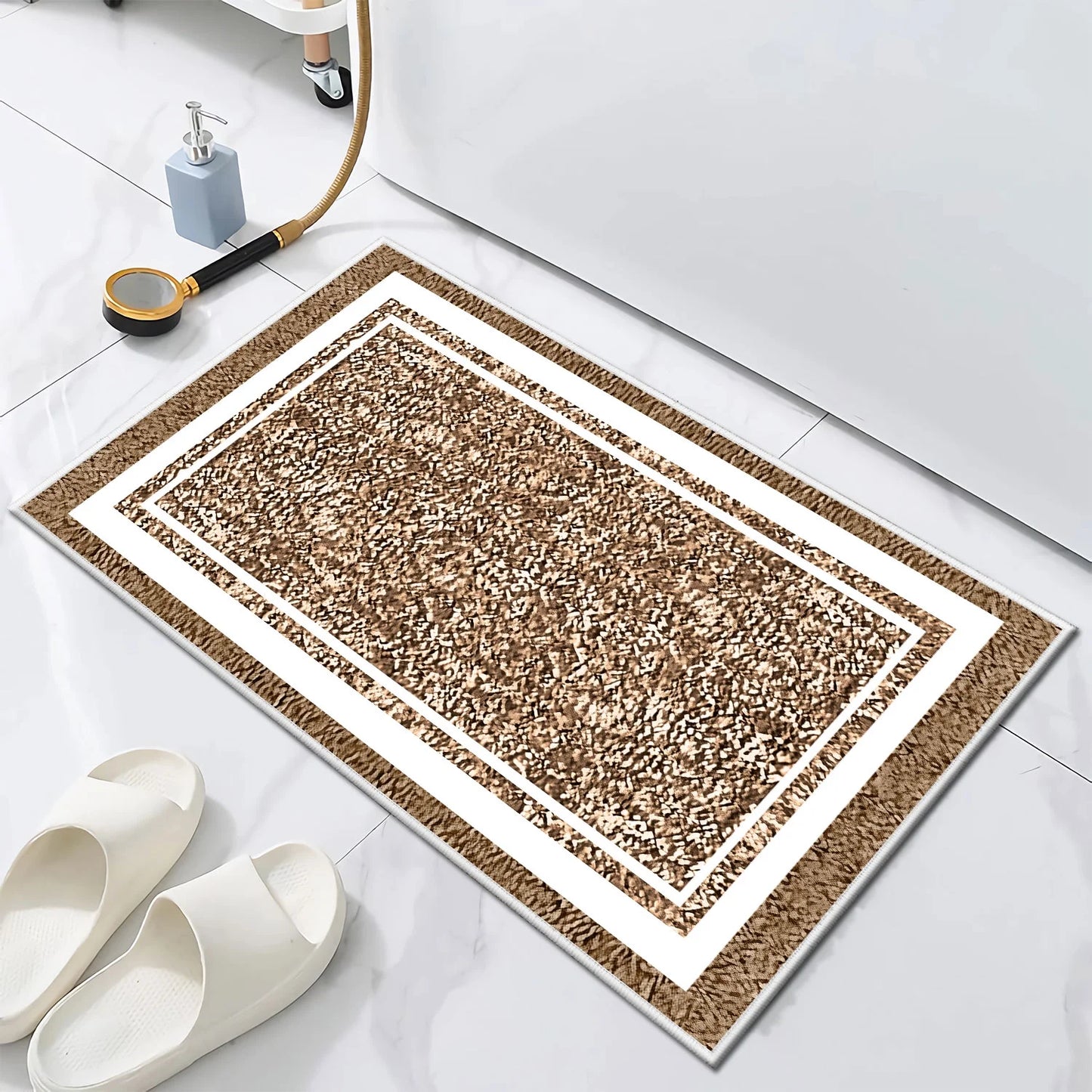 TECHVIDA Bathroom Rugs 3pcs Set,Non-Slip Ultra Soft Bath Rugs,Machine Washable,Water Absorbent,Light Brown