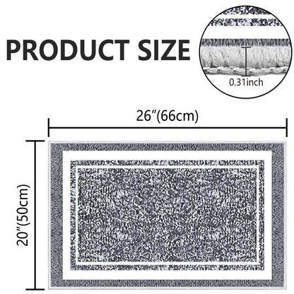 TECHVIDA Bathroom Rugs,Non-Slip Ultra Soft Bath Mat,Soft Absorbent Bathroom Rug and Bath Mat,Machine Washable,(18"x26",Gray and White)