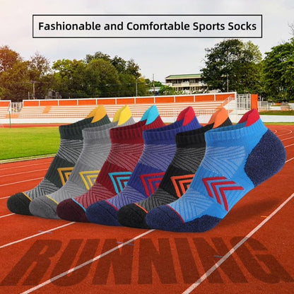 YOMYM Womens Athletic Running Cotton Socks, Thick Cushioned Anti-blister Wicking Ankle Socks 6 Pairs