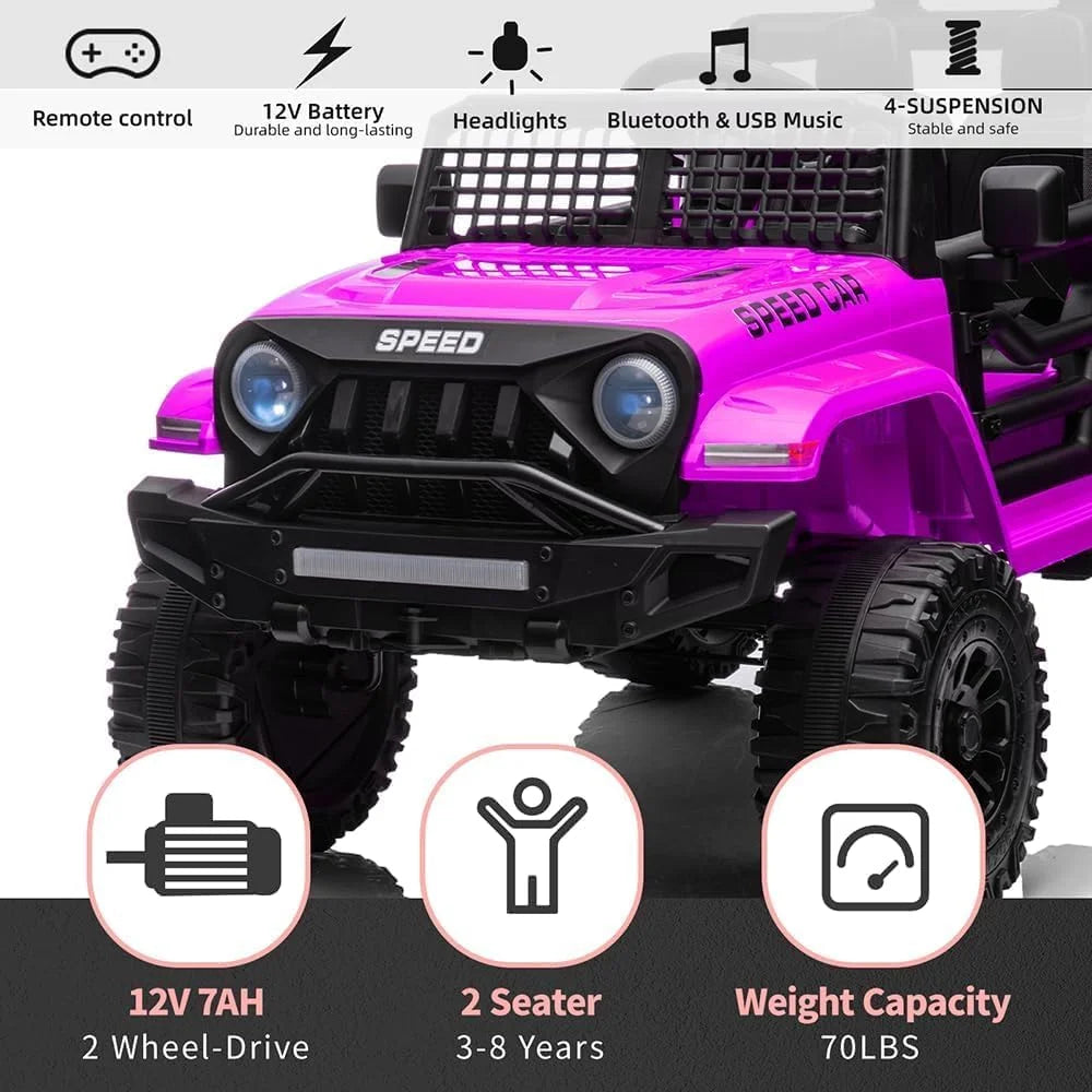 ZOGYMOZ 12V Battery Powered Ride On Car, Electric Car for Kids with 3 Speeds Adjustable Equipped with Music, Parent Remote Control, Spring Suspension, AUX Port Gifts for Kids 3+