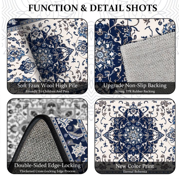 TECHVIDA Kitchen Rugs 3 Piece Set,Non Slip Machine Washable Kitchen Mats,Boho Vintage Abstract Kitchen Carpet for Farmhouse Living Room Hallway