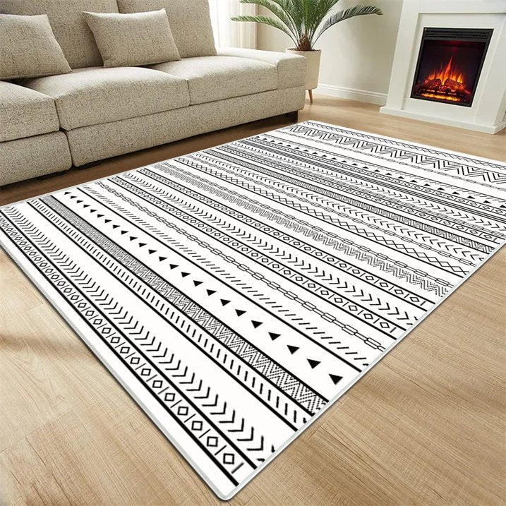 FoxHouse 5x7 Area Rugs for Living Room, Ultra Soft Boho Moroccan Washable Carpet, Neutral Non-Slip Backing Dining Room Rugs, Low Pile Carpet for Bedroom Home Office,Black