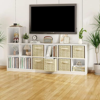 Werseon 12 Inch Storage Cubes with Handle, Set of 6,Foldable Cube Storage Bins, Fabric Storage Boxes for Organizing Closet Bins-Beige