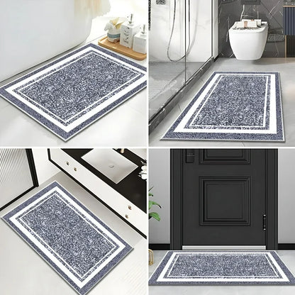 TECHVIDA Bathroom Rugs,Non-Slip Ultra Soft Bath Mat,Soft Absorbent Bathroom Rug and Bath Mat,Machine Washable,(18"x26",Dark Grey and White)