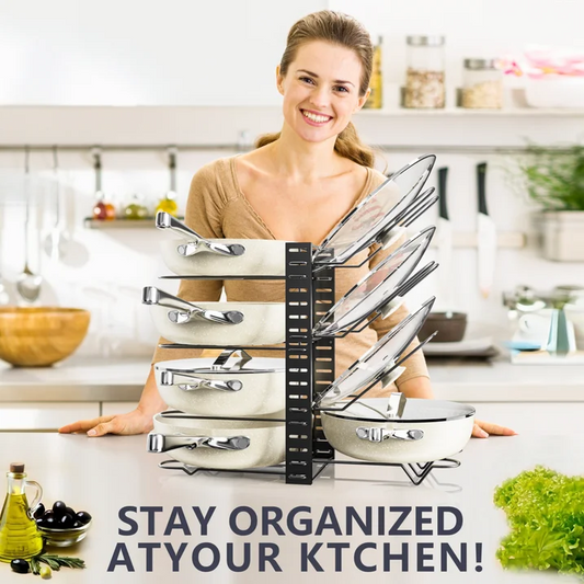 Werseon Pots and Pans Rack under Cabinet, Pots and Lids Storage,Kitchen Cookware Sets Organizers and Storage, Adjustable Pan Rack Organizer