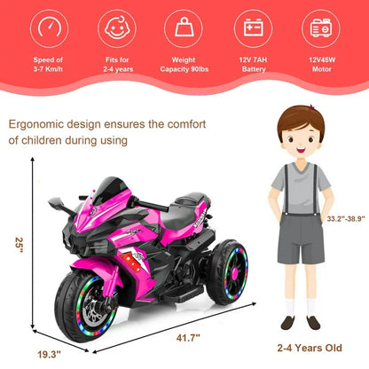 Zogymoz 12V Electric Motorcycle for Girls,Battery Powered Motorcycle Toy Child Dirt Bike, Kids Ride On Motorcycle, Pink
