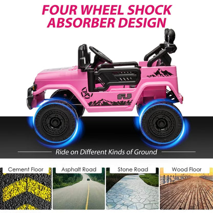HNH 12V Toyota FJ40 Electric Ride-On Car for Kids, Battery Powered Truck with Remote Control for Boys Girls