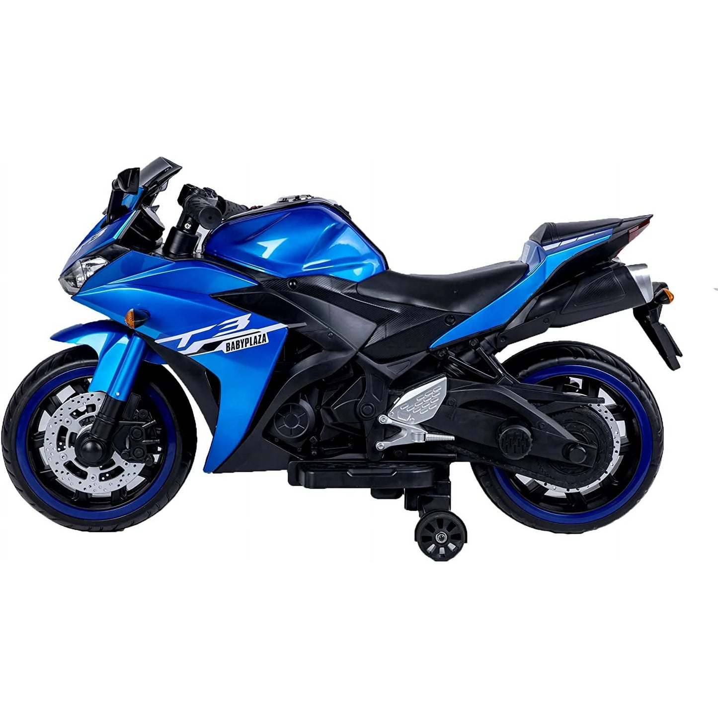ZOGYMOZ Kid Motorcycle,12V Kids Electric Motorcycle with Training Wheels,Ride On Motorbike, Speed by Hand, Music Function, Max Load 88LB (Blue)