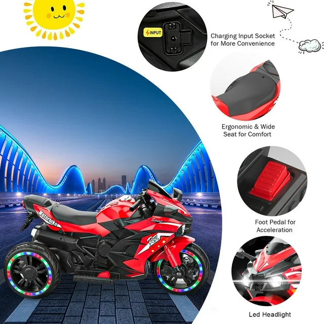 Ride on Toys 12v Electric Battery Powered Ride on Motorcycle for Kids with 3 Wheels