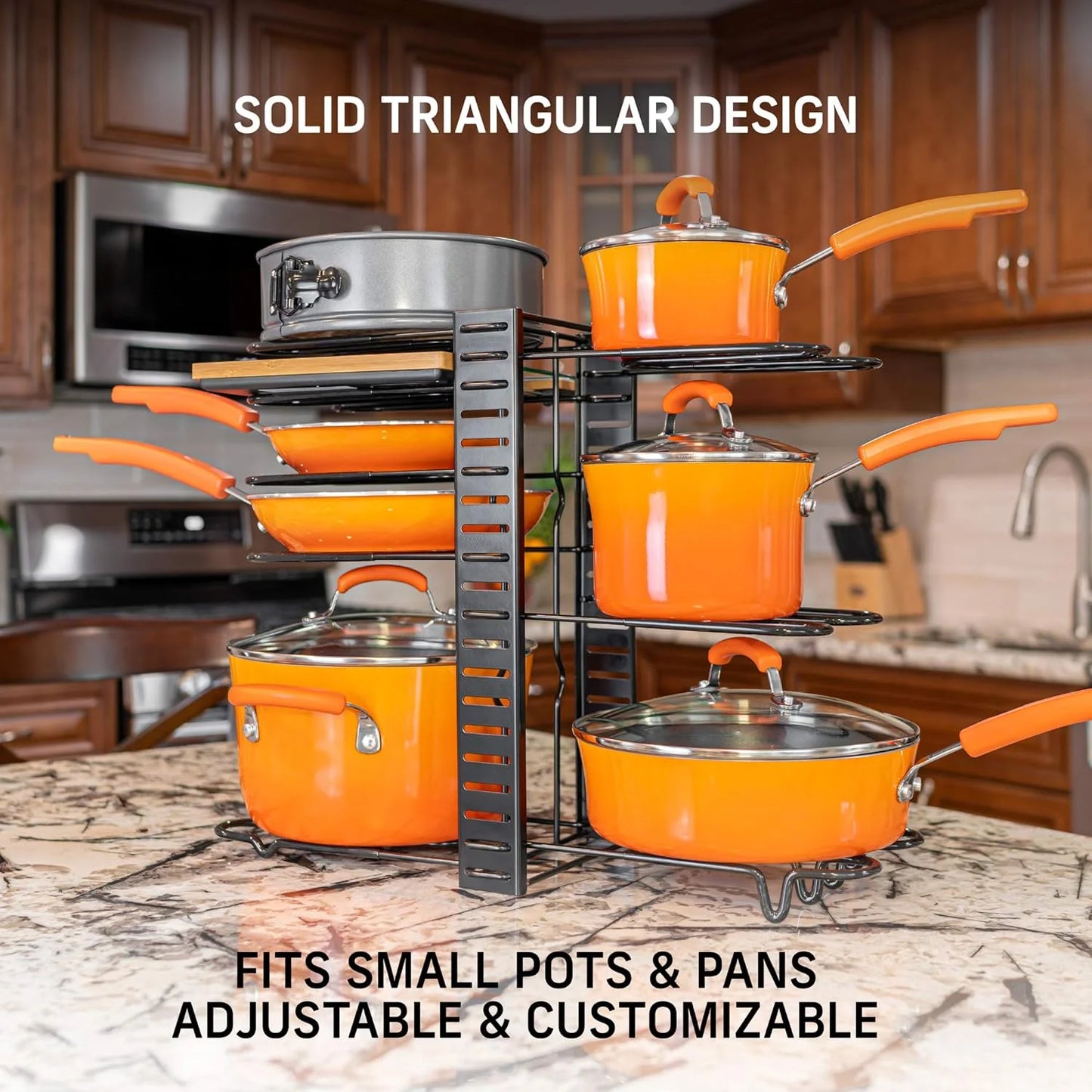 Werseon Pot Organizer Rack 8 Tiers Pots and Pans Organizer, Pot Lid Organizer for Kitchen Cabinet Cookware Organizers and Storage,Upgraded