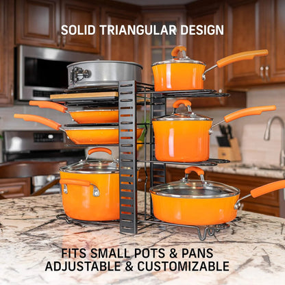 Werseon Pot Organizer Rack 8 Tiers Pots and Pans Organizer, Pot Lid Organizer for Kitchen Cabinet Cookware Organizers and Storage,Upgraded