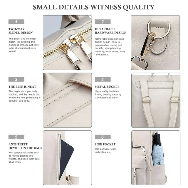 HONGLONG Women's Fashion Leather Backpack Purse Multipurpose Handbags Shoulder Bag Travel Bag,Gray