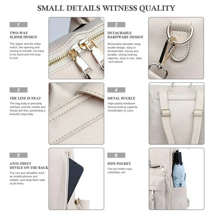 HONGLONG Women's Fashion Leather Backpack Purse Multipurpose Handbags Shoulder Bag Travel Bag,Gray