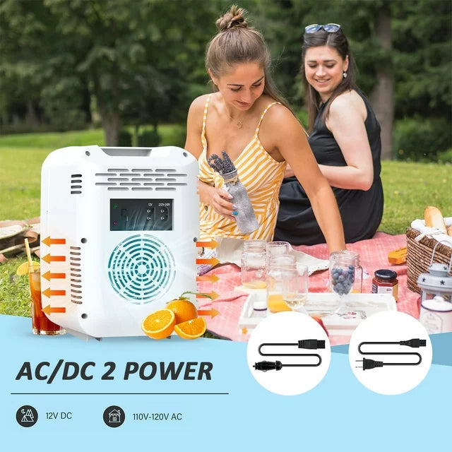 Werseon Mini Fridge, 6 Can Portable Compact Fridge Cooler Personal Travel Refrigerator, Makeup Skincare Fridge with LED Mirror Door