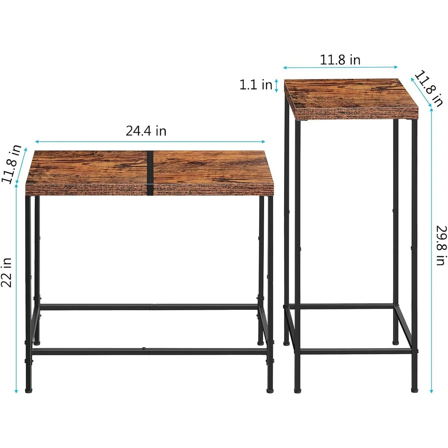 Cheelom 2 Piece Wooden Narrow Console Table, Tall Side Table, Long Hallway Sofa Side Table, Small and Slim, Living Room Table Set for Bedroom Dorm Metal