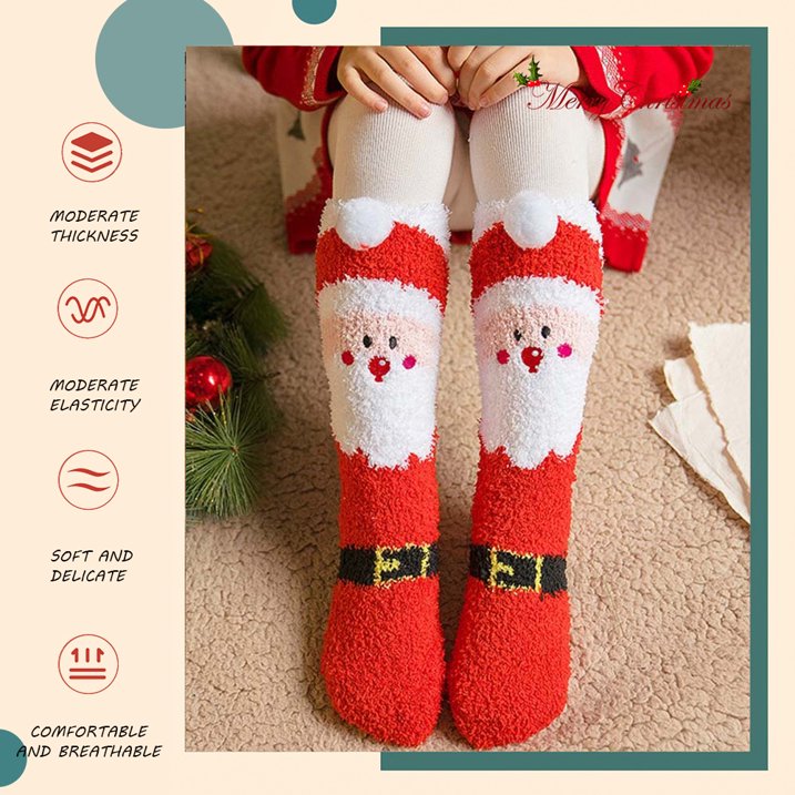YOMYM Christmas Womens Fuzzy Fluffy Socks Cozy Warm Super Soft