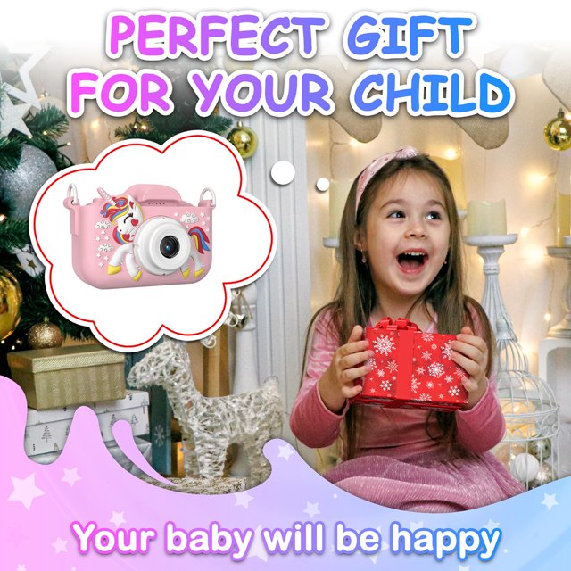 HNH Kid Camera for Girl Age 3-8 with 64GB,Toddler Camera for Children with Three Games,Pink Digital Camera