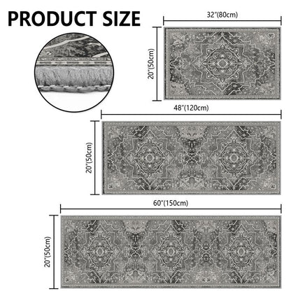 TECHVIDA Kitchen Rugs 3 Piece Set,Kitchen Mats for Floor,Non-Slip Machine Washable, Boho Farmhouse Hallway Doormat for Holiday
