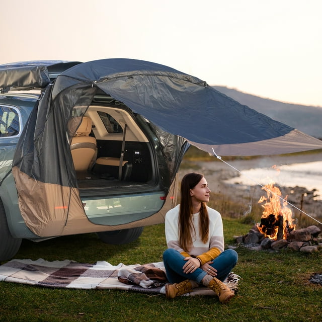 ELTPOWER Black Car Travel Tent Awning Small Car