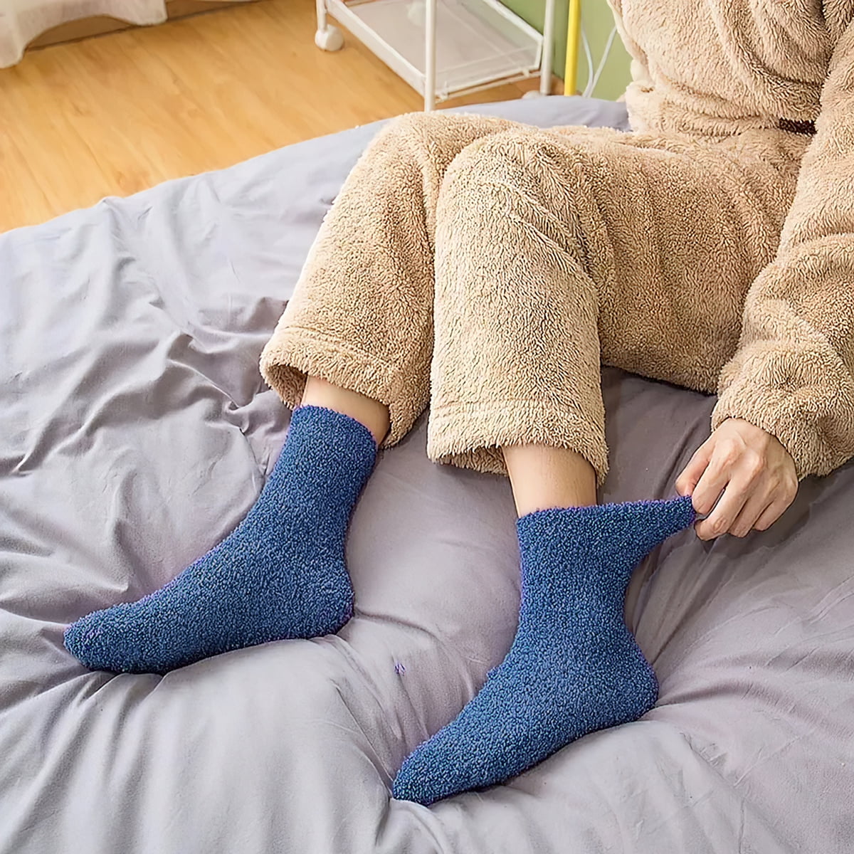 YOMYM Fuzzy Cozy for Womens Fluffy Cozy Winter Warm Fuzzy Crew Socks