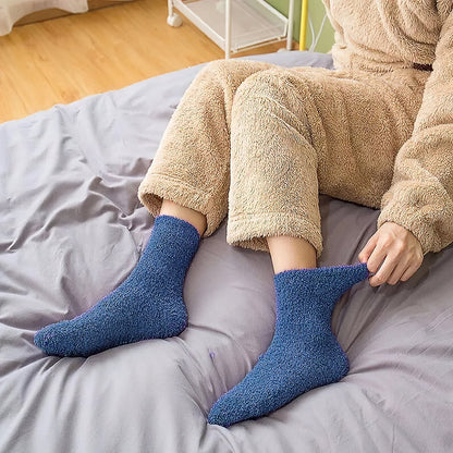 YOMYM Fuzzy Cozy for Womens Fluffy Cozy Winter Warm Fuzzy Crew Socks