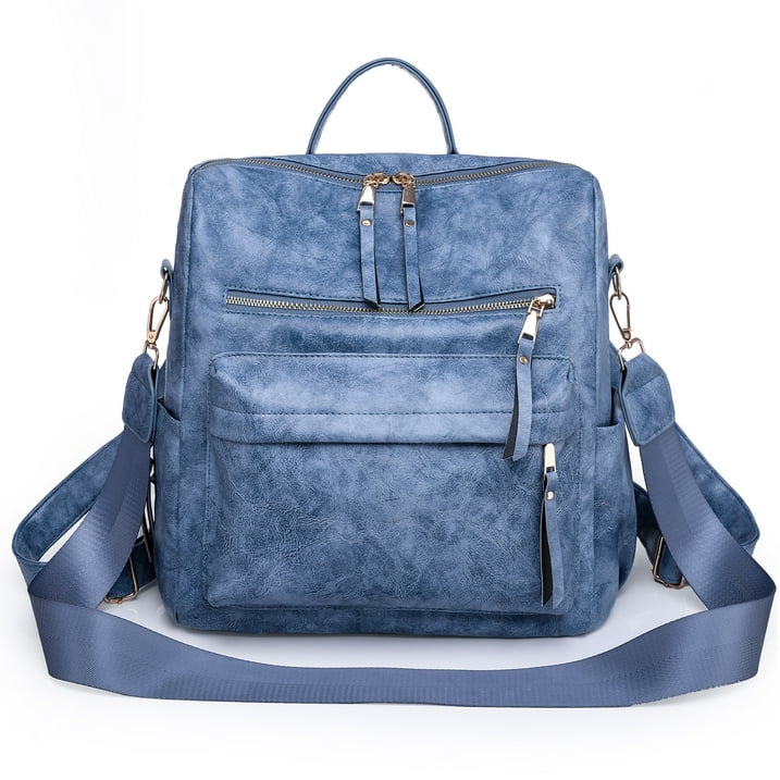 HONGLONG Backpack Purse for Women, Ladies Waterproof Shoulder Bag Travel Backpacks, Blue