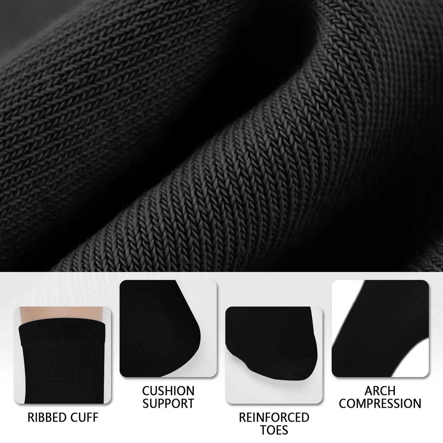 YOMYM Women Cotton Crew Socks, Soft Cotton Bootie Socks Women Above Ankle Crew Socks 8 Pairs, Black