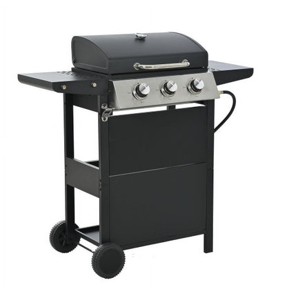 Cheelom Portable 3 Burner Barbecue Propane Grill Outdoor grill Stainless Steel Gas Grill 25650 BTU Black