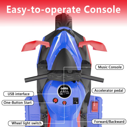 HNH 12V Kids Motorcycle with Remote Control, Electric Dirt Bike, Powered Ride ons Toys with LED Lights, Bluetooth Music