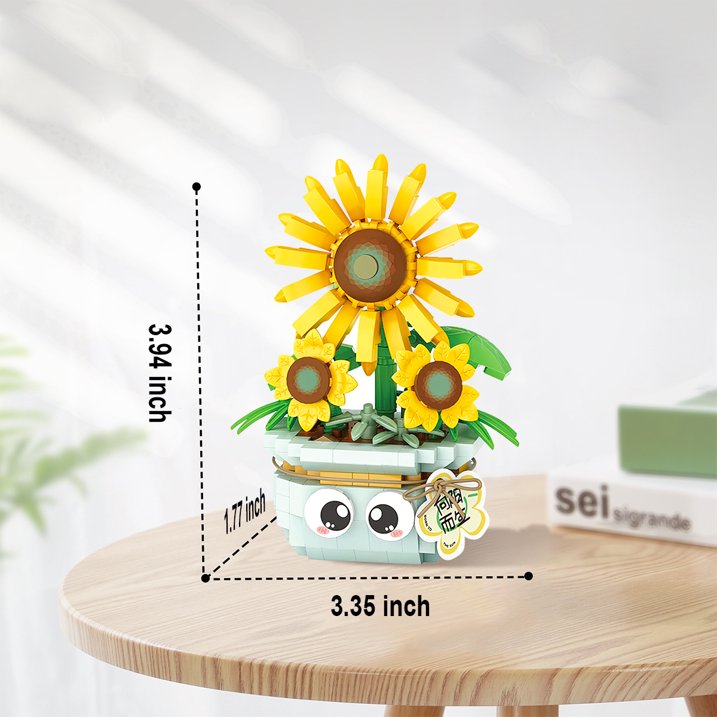 YOMYM Sunflowers Building Set Artificial Flowers for Home Decor Flower Building Toy Set for Kids Sunflower Gift for Girls and Boys Ages 8 and Up