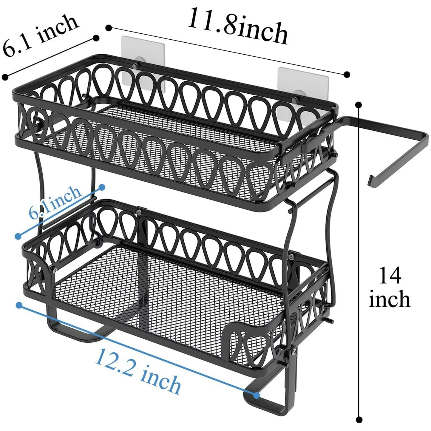 Werseon 2-Tier Over The Toilet Storage Shelf, Bathroom Organizer Over Toilet, Above Toilet Shelf with Toilet Paper Holder, Black