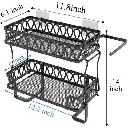 Werseon 2-Tier Over The Toilet Storage Shelf, Bathroom Organizer Over Toilet, Above Toilet Shelf with Toilet Paper Holder, Black