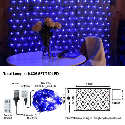 Cheelom Christmas Holiday Party Mesh Net Light 360 LED with 8 Modes Remote Connectable for Garden Bushes Indoor Outdoor Curtain Fairy Wall Party Wedding Xmas Decorations Clearance Sale