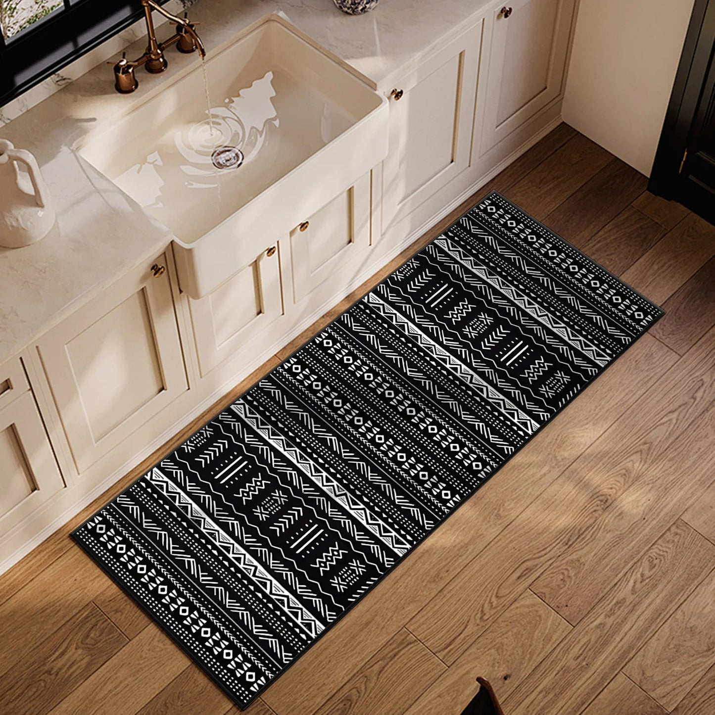 TECHVIDA Kitchen Rug Set 3 Piece,Non Slip Machine Washable Kitchen Mats,Boho Farmhouse Hallway Doormat for Home Decor