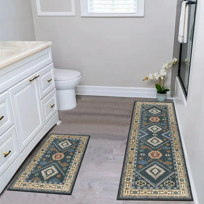 TECHVIDA Boho Kitchen Rugs Sets 2 Piece with Runner Non Slip Kitchen Rugs and Mats Washable Kitchen Mats for Floor Thick Kitchen Floor Mat Carpet Runner Rugs for Hallway Laundry Holiday Decor