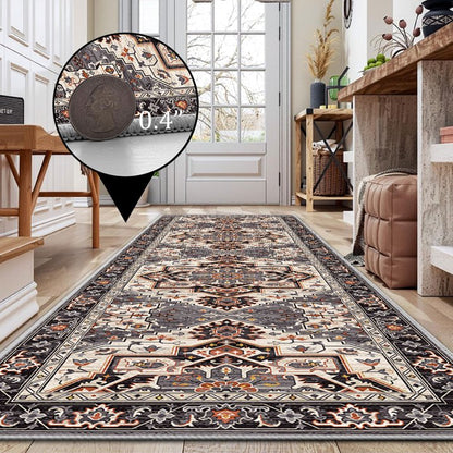 TECHVIDA 2'x6' Hallway Runner Rug Boho,Non Slip Machine Washable Rugs for Hallway Kitchen,Brownish Black