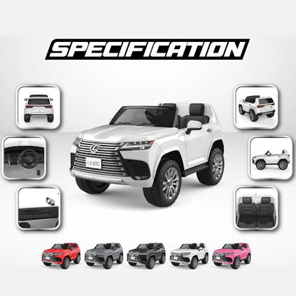 24V Two-seater Ride On Truck for Kids, Licensed LEXUS LX600 Kids Ride On Car with Parents Control,Bluetooth,MP3,Music,Adjustable Volume,Power Display-Silver