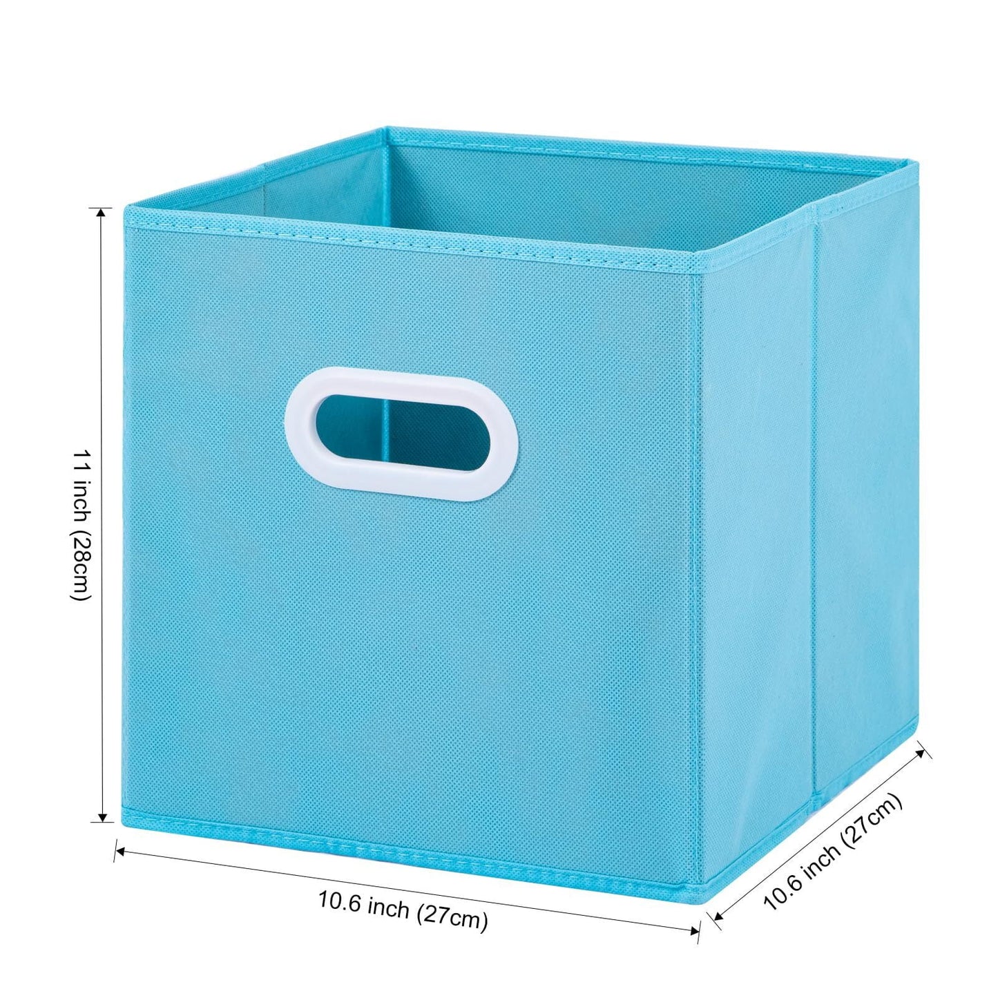 WERSEON 11 Inch Fabric Collapsible Storage Cubes, Set of 6 Foldable Storage Bins with Metal Handles, Cube Baskets for Organizing Clothes, Toys, Books, Blue