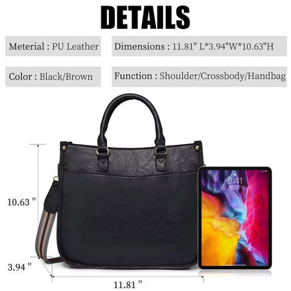 HONGLONG Leather Tote Bag for Women, Vintage Hobo Western Crossbody Shoulder Bag Women Purses Handbags Black