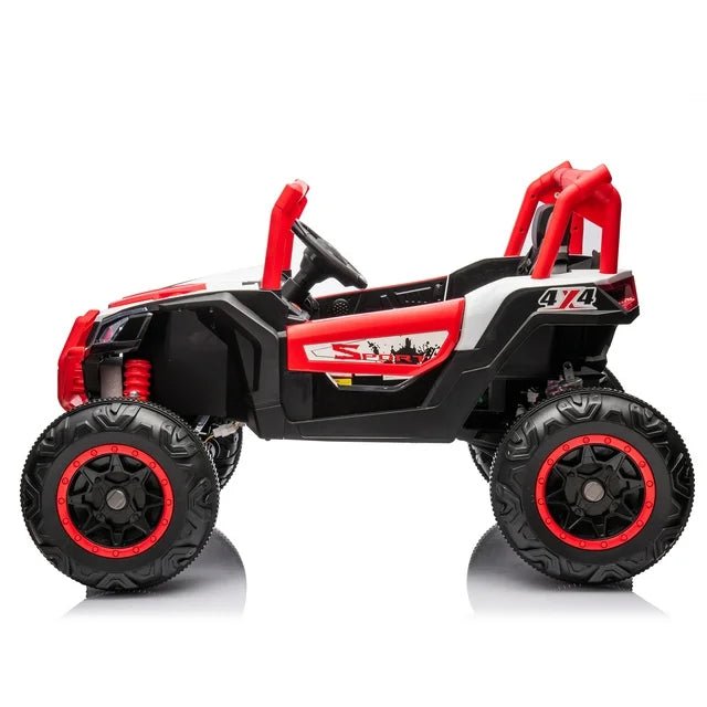 WUBEN 24V 2 Seater Ride on Truck Car for Kids with Remote Control, 4WD Battery Powered Off-Road UTV Toy with LED Lights, Music, Electric Car Toy with Spring Suspension