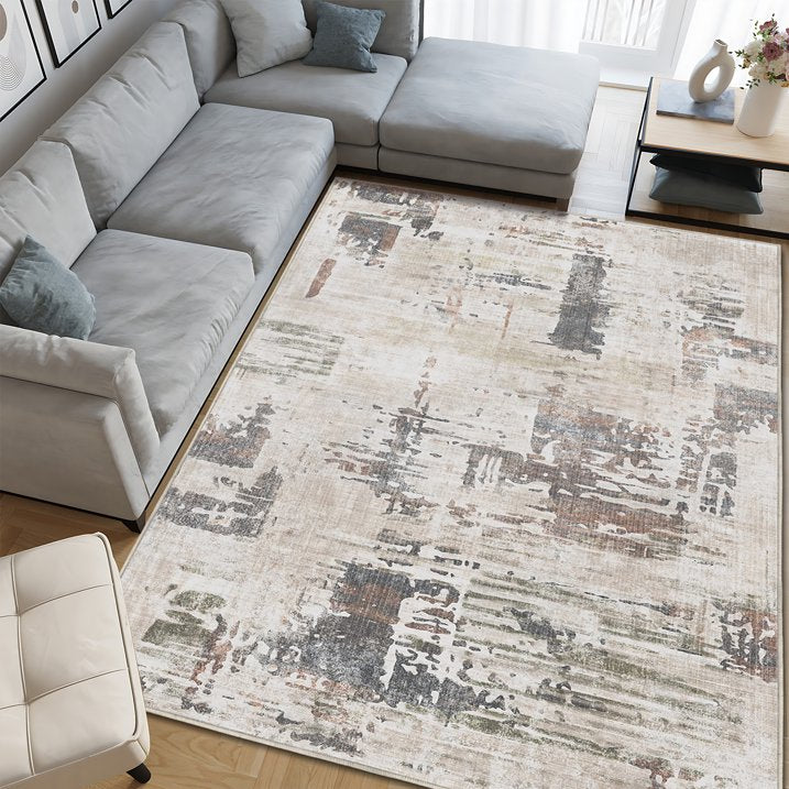TECHVIDA Modern Area Rug 5x7,Machine Washable Rugs for Living Room,Indoor Carpet Foldable Nonslip,Bedroom Living Room-Dark Gray