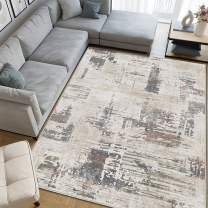 TECHVIDA Modern Area Rug 5x7,Machine Washable Rugs for Living Room,Indoor Carpet Foldable Nonslip,Bedroom Living Room-Dark Gray