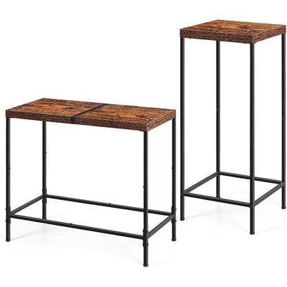 Cheelom 2 Piece Wooden Narrow Console Table, Tall Side Table, Long Hallway Sofa Side Table, Small and Slim, Living Room Table Set for Bedroom Dorm Metal