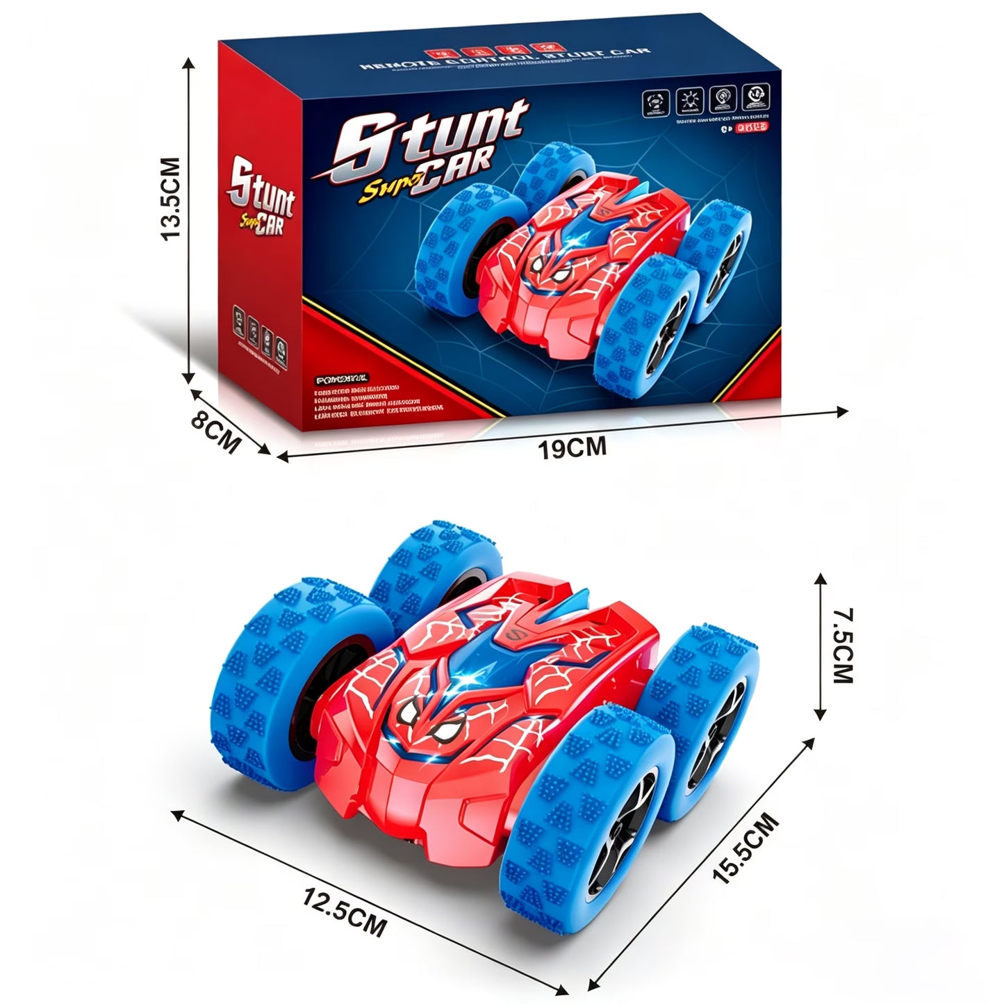 HNH Spider Remote Control Car, Double Sided Mini RC Stunt Car, 360°Rotating Off-Road RC Cars for Boys Age 4-7 8-12 Birthday Xmas Gift