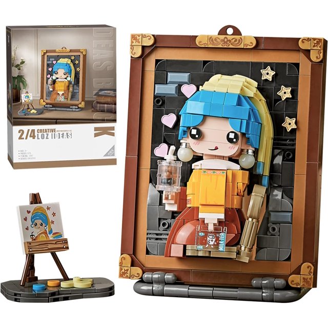676 PCS Mini Building Blocks Kit, 3D Painting Model Set, STEM Building Block Toys for Adults and Kid 8-14+(Earrings Girl)