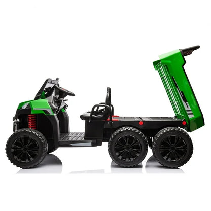 HNH 24V 2 Seater Ride on Car with Remote Control, Ride on Dump Truck with Dump Bed,Electric Car for Kids with 6 Wheels, Ride on UTV with LED Lights, Bluetooth
