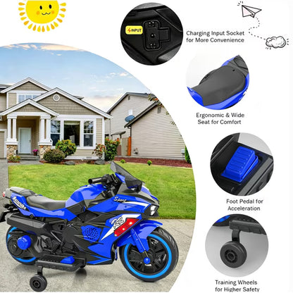 Zogymoz 12V Ride on Motorcycle for Kids, Ride on Toys with Remote Control and Bluetooth Music