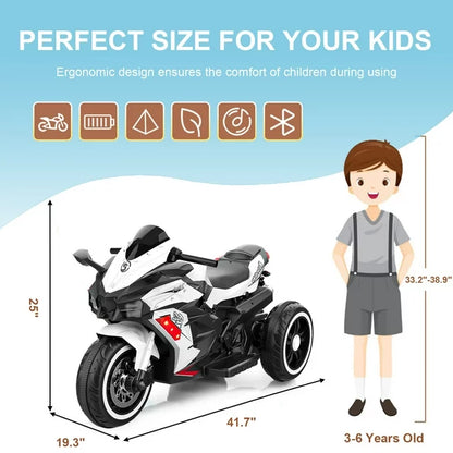 ZOGYMOZ Kids Ride On Motorcycle, 12V Electric Battery Powered Ride On Bike w/Training Wheels, LED Lights, Music, Gift for Children Boys Girls