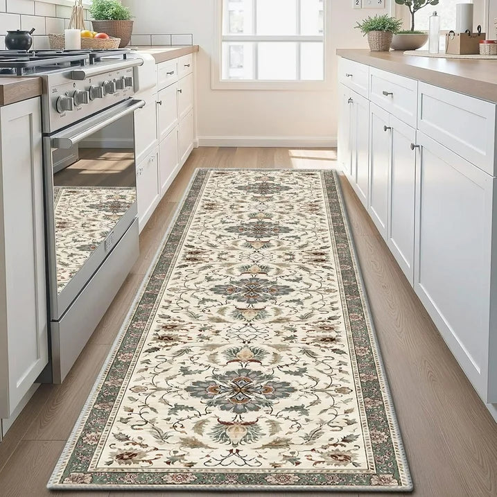 TECHVIDA 2'x8' Hallway Runner Rug Boho,Non Slip Machine Washable Rugs for Hallway Kitchen,Yellowish Brown